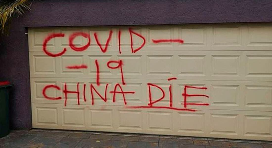 Racist coronavirus graffiti in Melbourne