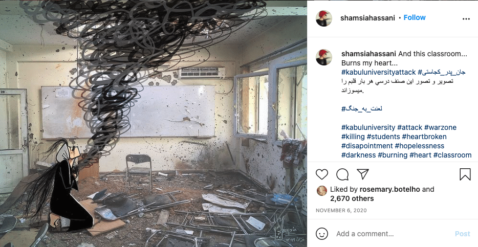 Shamsia Hassani Instagram as means of resistance | afghan graffiti artist